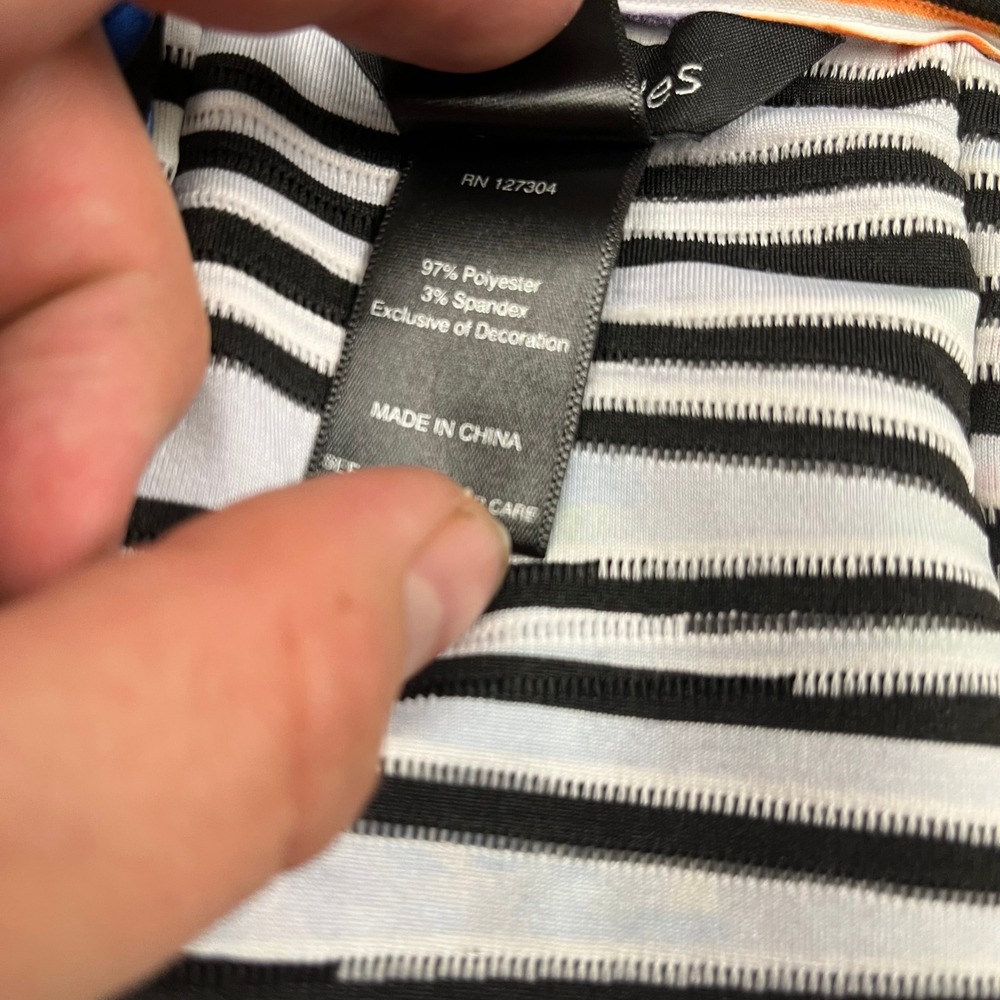 Ali Miles Jacket Women‎ M Abstract Stripe Pleated Colorful Button Front - Picture 6 of 10